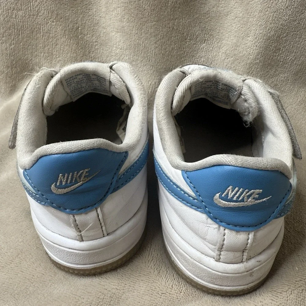 Nike‎ Boys Sz 12 C Force 1 Low EasyOn Little Kid's  Childs White Aquarius Blue